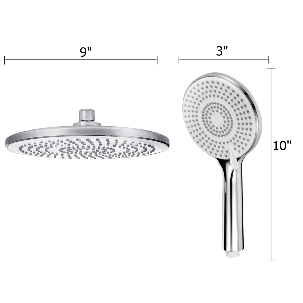 INSMA 9 Inch High Pressure Rainfall Shower Head and Handheld Combo, Luxury Modern Chrome Plated with 60'' Hose Anti-leak with Holder