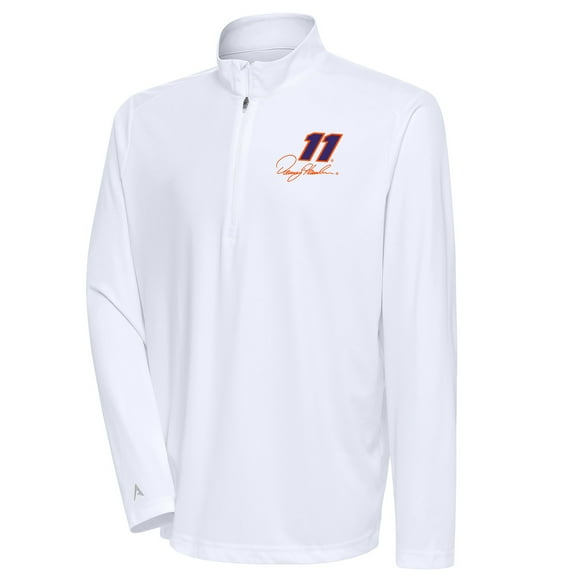 Men's Antigua White Denny Hamlin Tribute Quarter-Zip Pullover Top