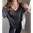 thumbnail image 4 of Helii Black Womens Tops Women's V Neck Half Sleeve Solid Casual Loose Fit Basic T-Shirt Top for Women, 4 of 6