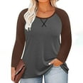 thumbnail image 4 of ylioge T Shirts for Women Plus Size S-5X Long Sleeve Crewneck T Shirts Womens Casual Color Block Pullover Basic Raglan Loungewear Tees Top, 4 of 6