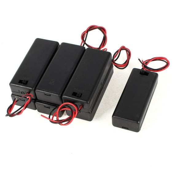 7 x Black Plastic Cover Spring Loaded Double AAA 1.5V Battery Storage Holder Box