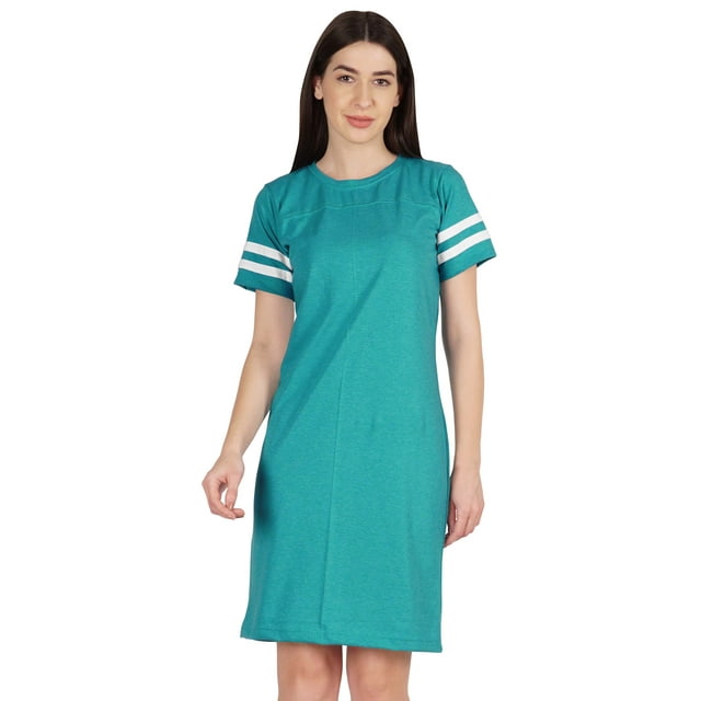 Inkmeso Robe T-Shirt Sportive à Col Rond pour Femmes à Rayures à Manches Courtes d'Été Décontractée Tee - TP-2TG