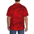 thumbnail image 3 of Uemuo Red Rose Pattern Cotton Linen Short Sleeve Shirts,Casual Lightweight Button Down Shirts,Vacation Beach Summer Tops-Small, 3 of 7