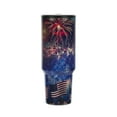 thumbnail image 2 of Bioworld Americana 40 Oz. Vacuum Insulated Stainless Steel Tumbler with Leak-Proof Lid & Handle, Patriotic Fireworks & American Flag Design for 4th of July or Everyday Travel, 2 of 7