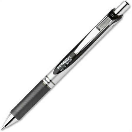 UPC: 0072512200551 | Pentel EnerGel RTX Liquid Gel Pens Medium Pen Point – 0.7 mm Pen Point Size – Refillable – Black Gel-based Ink – Silver Barrel – Stainless Steel  Metal Tip – 1 Dozen