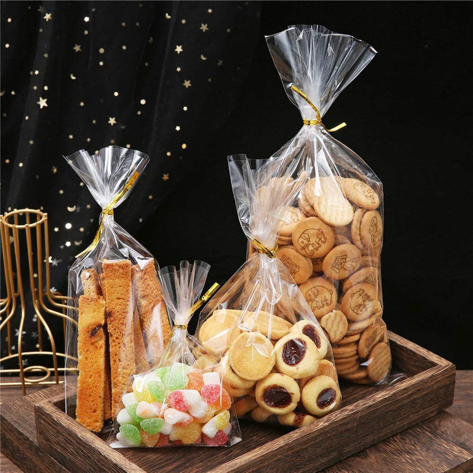 100Pieces/Set Clear Flat Bags, Packaging for Mugs, Dessert, Muffins, Cookies, Party Gift Giving Packaging Candy Bag Baking Transparent Paper Bag 3"X4.7"