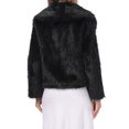 thumbnail image 3 of INSPIRE CHIC Womens Faux Fur Coat Lapel Open Front Long Sleeve Fluffy Shaggy Jacket Winter Warm Furry Overcoat S Black, 3 of 6