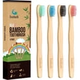 thumbnail image 1 of Isshah Kids Bamboo Toothbrushes Biodegradable Handle BPA Free Eco Friendly Children Size, Pack of 4, 1 of 8