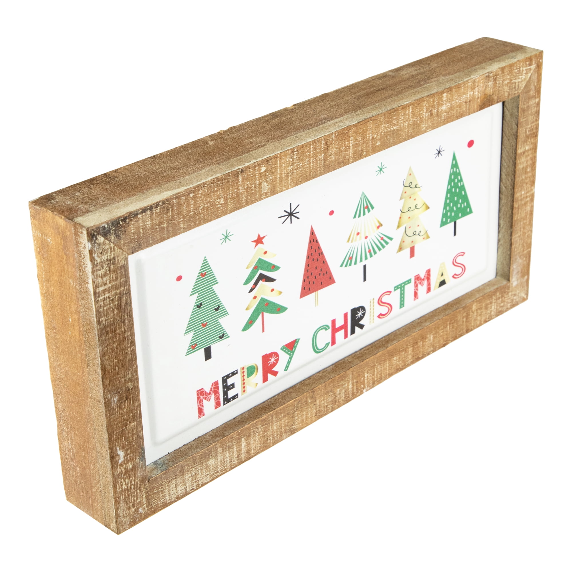 Northlight 11.75" Framed Merry Christmas Trees Metal Wall Sign