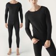 thumbnail image 5 of Elainilye Fashion Pajamas for Men Winter Warm 2 Piece Pajamas Suit Double-sided Non Marking Brushed Seamless Wear-resistant Pajama Set,Black, 5 of 8