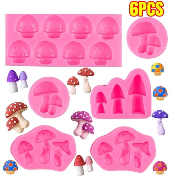 6PCS Candy Molds, Mushroom Shaped Silicone Molds, Mushroom Chocolate Molds, Cute Candy Vegetable Fondant Molds, Cake Candy  Polymer Clay, Gummy, Crafting Projects Cupcake Decor