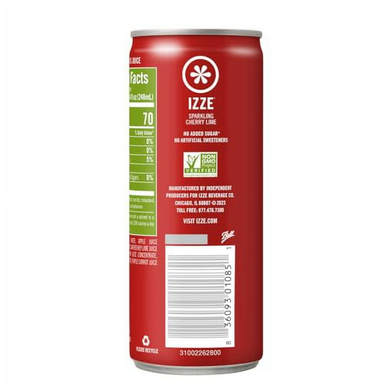 IZZE Sparkling Juice Beverage Blend, Cherry Lime, No Sugar Added