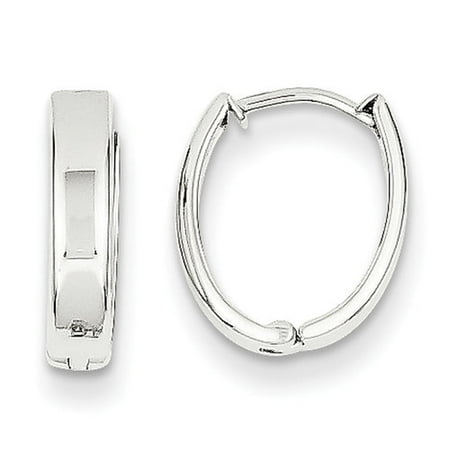 - 14kt White Gold Polished Hinged Hoop Earrings