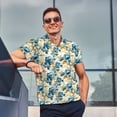 thumbnail image 5 of Daiia Vintage Blue Flowers Pattern Men’s Polo Shirts,Solid Deck Shirt,Classic Fit, Breathable Cotton Polo for Casual and Sport Wear-Large, 5 of 7