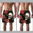 thumbnail image 3 of luoweisi Men's Beach Shorts Quick Dry Swim Trunks with Mesh Lining Roses and Skull L, 3 of 5