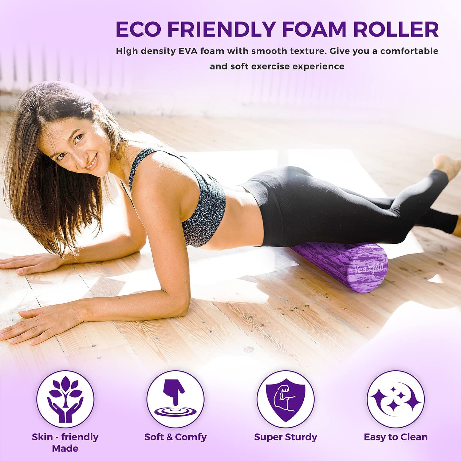 Yes4All 18inch Exercise Foam Roller EVA Clematis Marbled