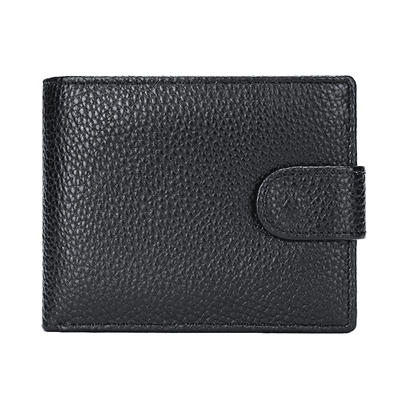 Men’s Pebbled Leather Bifold Wallet with RFID Blocking, Card Holder & Coin Pocket – Black, Brown