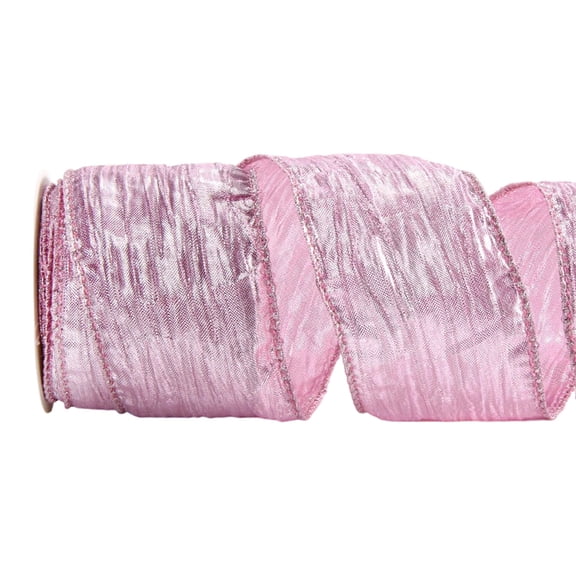 SLYNSHome Metallic Sheer Crinkle Ribbon With Wired Edge,Pink Iridescent Polyester Decorative Ribbon For Gift Wrapping, Bow Craft, Wedding And Party DIY Decor, 9 Meters