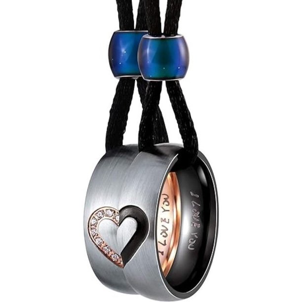 Collar a juego, collares de acero inoxidable, 2 piezas, anillo de pareja, collares con colgante de corazón para promesas de eternidad y limitaciones