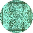 thumbnail image 1 of Ahgly Company Machine Washable Indoor Round Abstract Turquoise Blue Modern Area Rugs, 6' Round, 1 of 4