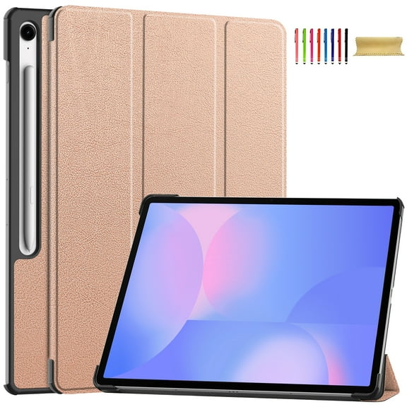 Allytechgroup Slim Case for Samsung Galaxy Tab S10 FE 13.1 Inch 2025 SM-X620 X626B, Trifold Stand Flip Cover Protective Drop Proof Stylish Tablet Case for Galaxy Tab S10 FE Plus 5G, Rosegold