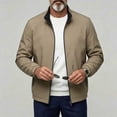 thumbnail image 3 of Annhoo Men Stand Collar Jacket Solid Color Zip Up Lightweight Comfy Outerwear Casual Dressy Work Business Coat, 3 of 4