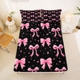 thumbnail image 5 of Erosebridal Pink Ribbon Bow Bed Sheets For Girls,Cute Stars Print Kids King Sheets 4-Piece, 5 of 6