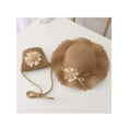 thumbnail image 5 of Genuiskids Toddler Baby Girls Wide Brim Straw Sun Hat with Shoulder Bag Set Cute Lace Bowknot Flower Beach Cap, 5 of 7
