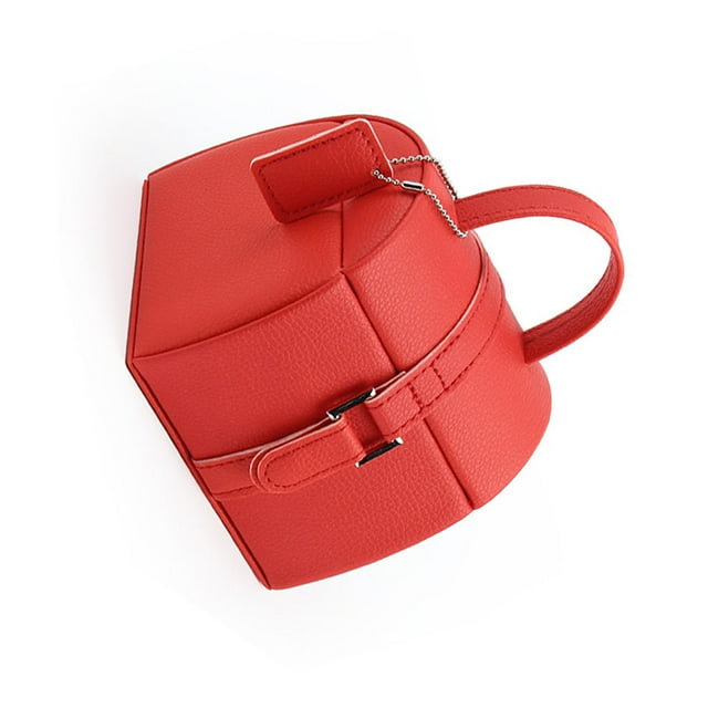 Inteprter Bog Jewelry Display Anillos Organizador Pendientes Estuche de almacenamiento Estante de moda Vitrina con capas dobles Almacenamiento y organización del hogar Rojo