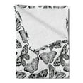 thumbnail image 2 of Black and White Soft Flannel Fleece Throw Blanket, Monochrome Assortment of Butterflies Schaus Swallowtails and Birdwings, Cozy Plush for Indoor and Outdoor Use, 50" x 70", Black White, by Ambesonne, 2 of 5