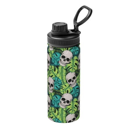 

Xecao Skull and Palm Leaves for 18oz Sports Insulated Kettle Thermos Flask For Outdoor Fitness Running And Travel Thermos Flask Insulated Water Bottles