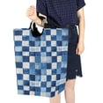 thumbnail image 4 of Yayeee Freestanding Laundry Hamper with Handle Collapsible Large Storage Basket for Clothes, Blue and Gray Plaid Pattern, 4 of 7