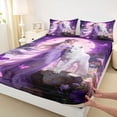 thumbnail image 4 of Manfei Dreamy Flower Lady Bed Sheets,Pretty Butterfly Full Size Sheets,Purple,4 Pieces,1 Flat Sheet, 1 Fitted Sheet and 2 Pillowcases, 4 of 6