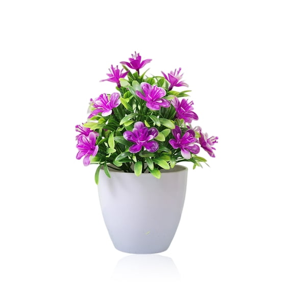 Inteprter Mini plantas artificiales, plantas, flores, bonsái, maceta falsa, apariencia vívida, plástico para sala de estar, ventana, patio Flores artificiales Rojo púrpura Inteprter HA084016-03