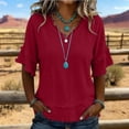 thumbnail image 2 of Womens Cotton Linen Tops,short Sleeve V Neck Fashion Clothing Outfits Casual Shirt Summer Basic Blouse 2026 Summer Spring Loose V Neck Blouse Relaxed Fit Clothes,Red,2XL, 2 of 8
