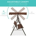 thumbnail image 5 of Best Choice Products 2-Seater Outdoor Adjustable Canopy Swing Glider Patio Bench w/ Textilene, Steel Frame - Brown, 5 of 6