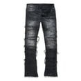 thumbnail image 5 of WTOBBY Men's Casual Mid-Rise Washed Retro Straight Slim Fashion Jeans, Distressed and Perforated Design for Stylish Wear, Comfortable Denim Trousers,Black L, 5 of 5
