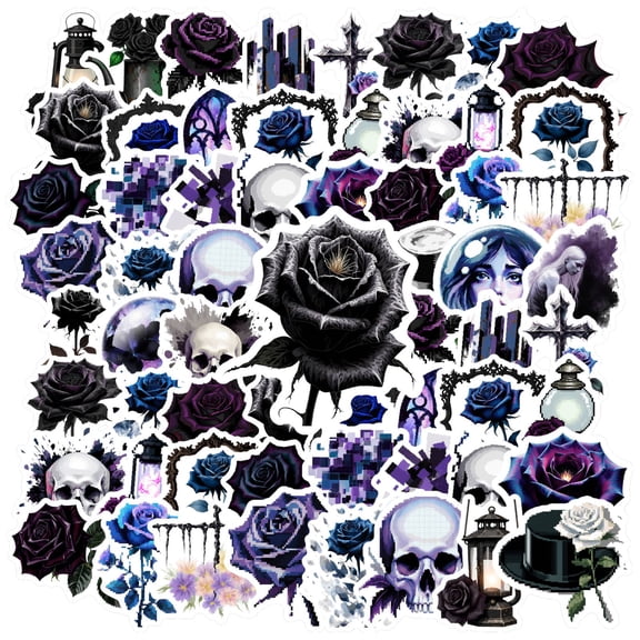 35pcs Mystic Stickers Skull Gothic Stickers Dark Decals for Luggage Laptop Guitar