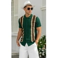 thumbnail image 4 of Iceglad Mens Polo Shirts Vintage Striped Knitting Short Sleeves Button Down Golf Shirts, 4 of 10