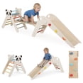 thumbnail image 1 of Gymax Panda-Themed Wood Montessori Climbing Set w/Slide Ramp Ladder & Cartoon Blocks Beige, 1 of 10