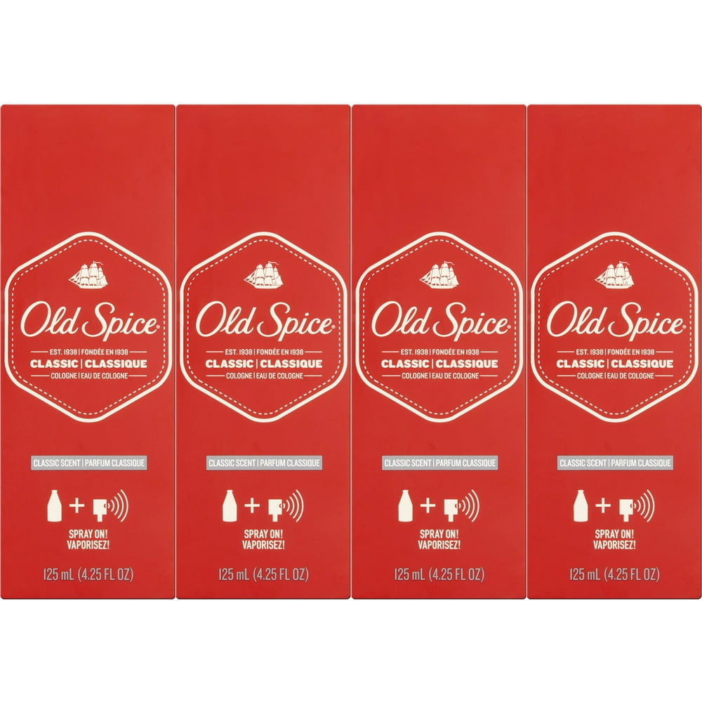 Old Spice Classic Cologne Spray 4.25 oz (Pack of 4)