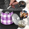 thumbnail image 4 of Yayeee Ashtray with Lid for Cigarette Smokeless Stainless Steel Home Ash Holder, Purple and White Pattern, 4 of 7