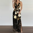 thumbnail image 2 of successthop Dressy Jumpsuits for Women Wedding Guest Loose V Neck Lounge Wear Tie Back Elastic Wide Leg Floral One Piece, 2 of 6