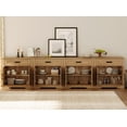 thumbnail image 3 of WAMPAT 126"W Large TV Stand,4-in-1 Farmhouse Entertainment Center with Storage Barn Door Cabinet,TV Console Table with Media Cabinet and Drawers for Living Room,Bedroom,Walnut, 3 of 7