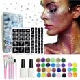 thumbnail image 1 of pitrice Christmas Glitter Tattoo Kits Template Flash Rhinestone Glitter Shine Flash Powder Temporary Tattoo Set Face Body Painting Art Tools Type 2, 1 of 9