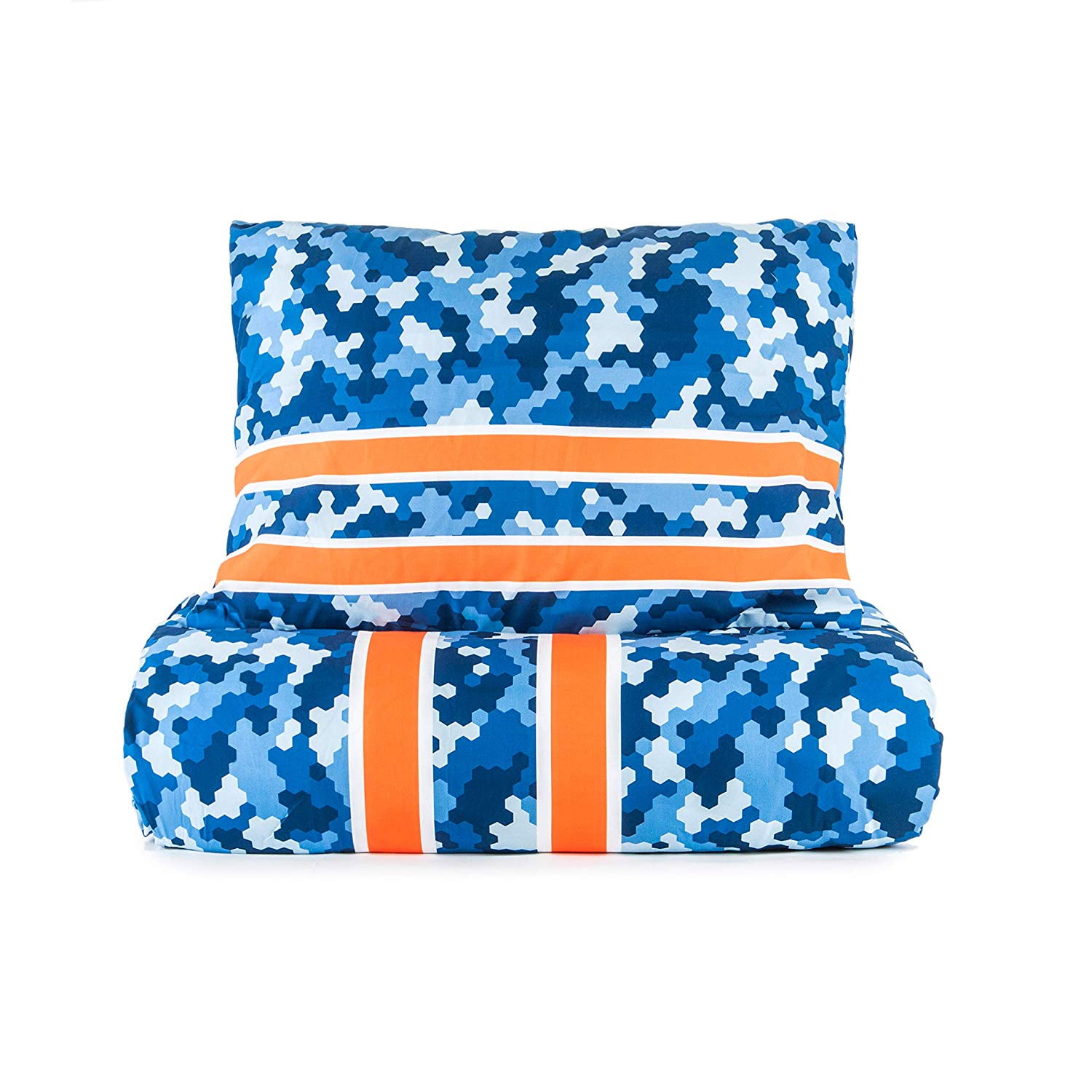 Tadpoles Toddler 2 Pc Cool Camo Duvet Cover Pillowcase Set, Dark Blue with Orange Stripe