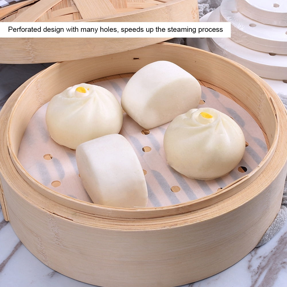 400pcs Perforated Steamer Liners - Disposable Steaming Paper Sheets, 9.5 inch