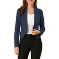 thumbnail image 1 of Blazer de oficina para mujer sin cuello, chaqueta de traje casual de negocios, blazer corto 2XL azul marino, 1 of 7
