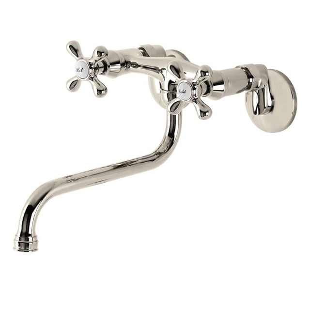 Kingston Two Handle Wall Mount Bathroom Faucet, Polished Nickel