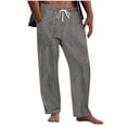 thumbnail image 1 of Men's Pants Cleanrance! Sweats for Men Elastic Waist Pants for Men Work Cargo Pants for Men Fashion Plaid Printed Straight Leg Trousers Drawstring Elastic Waist Loose Comfy Pants, 1 of 6